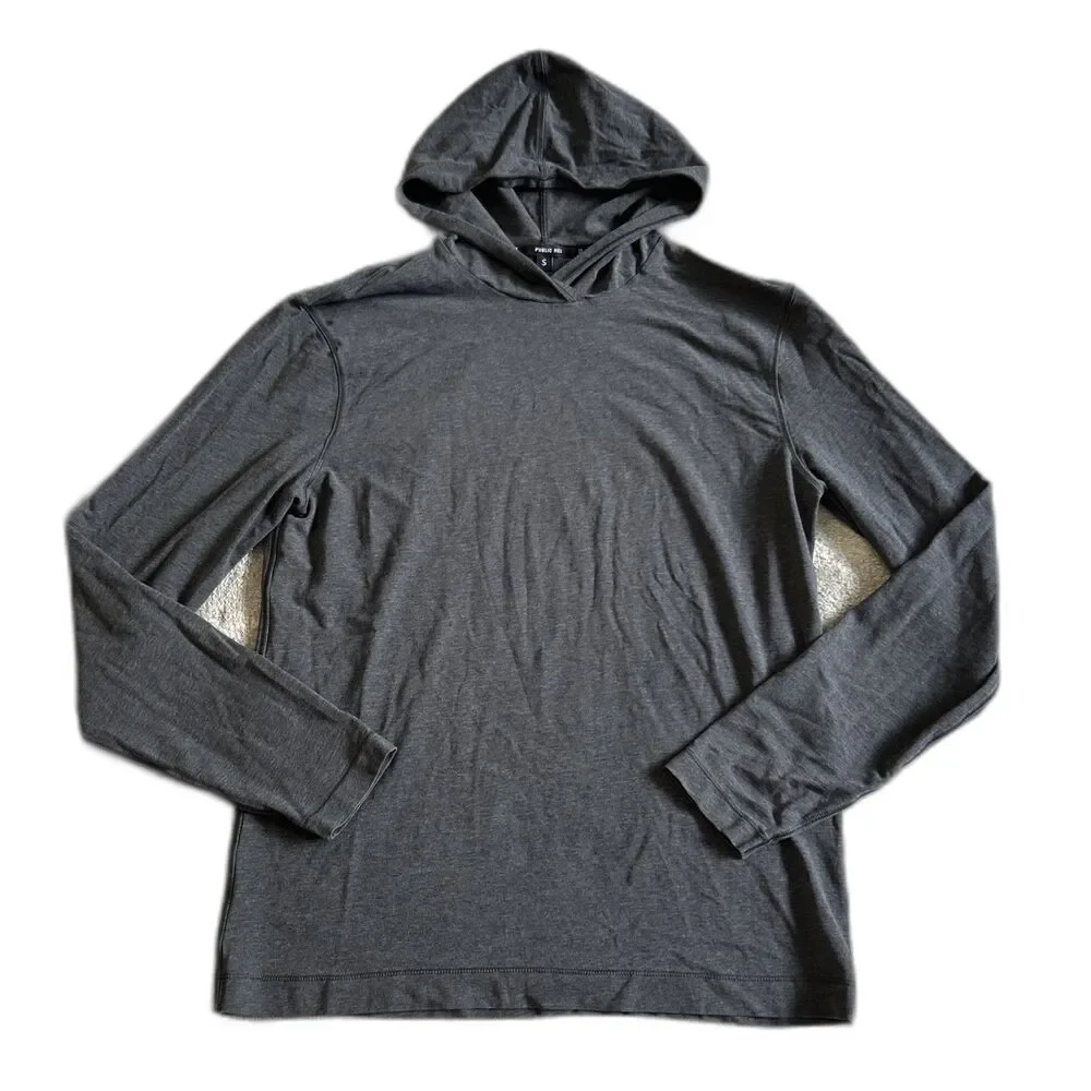Public Rec Shirt Mens Small Charcoal Gray Hooded Performance Pima Cotton Tencel